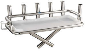Stainless Steel Large bait station 6 x rod holders 1 x can holder with large folding legs