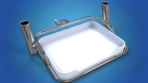 Stainless Steel Small bait station comes with 2 x rod holders, attaches with 2” ski clamp