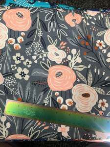 Cotton Lycra: Floral hand drawn on Grey - Cotton Lycra