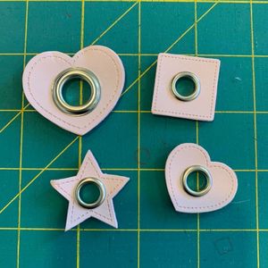 42mm Large Heart PU Leather sew on Eyelet - Pink