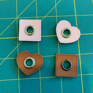 35mm Heart PU Leather sew on Eyelet - Earth