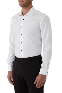 GIBSON ARCHIE SHIRT - WHITE TEXTURED CONTRAST BUTTON margaretwraybridal