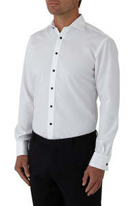 Products: Joe Black Leader Shirt - White Textured Contrast Button Margaret Wray Bridal Designer Wedding Dresses & Couture - Otago, NZ