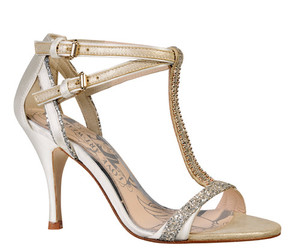 Products: Carmen Ivory Glitter T-Bar Wedding Sandal Margaret Wray Bridal Designer Wedding Dresses & Couture - Otago, NZ