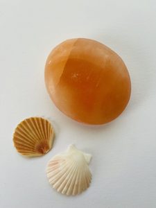 Products: Orange Selenite Palm Stone - Marigold and Amber