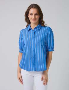 Stella Gemma: Stella + Gemma Asha Blouse - Cobalt Stripe