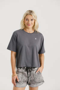 Home Lee: Homelee Becky Tee - Graphite with Ivory