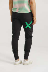 Homelee Apartment Pants - Black with Kelly Green X