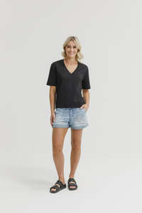 Home Lee: Homelee V Neck Tee - Black