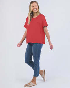 Elm Curtis Woven S/S Tee - Cayenne