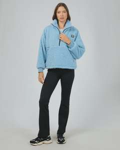All ABout Eve Amara Quarter Zip Teddy - Vintage Blue
