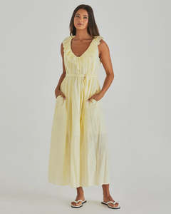 Sass Lilla Ruffled Neck Dress - Butter Yellow