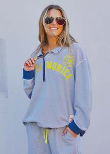 Hammill & Co Santa Monica 1/2 Zip Sweat - Navy/White/Yellow