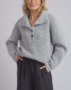 Sale: Elm Bron Button Knit - Grey Marle