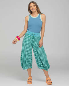 Pants Shorts Leggings: Boom Shankar Guru Pant - Green Seersucker