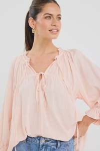 Ivy & Jack Empressions SS Tie Front Top - Rosewater Voile