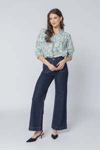 Tops Tees Shirts: Leila + Luca Encourage Top - Sage Bloom