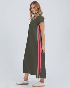 Dresses Skirts: Foxwood Recovery Dress - Dark Khaki & Coral