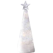Stellar Haus Clear Cone Tree with Feathers Small 16cm
