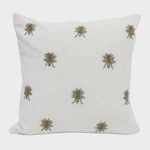 Le Forge Bee Embroidered Cushion Ivory