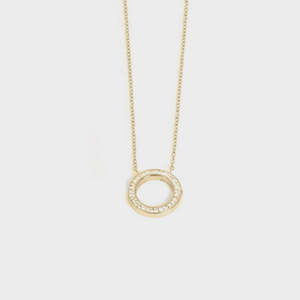 A & C Oslo Necklace Steel Crystal Circle Gold Plated