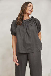 Eb Ive: Eb & Ive Halcyon Ruched Top - Oyster