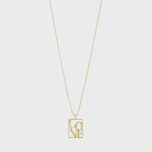 Pilgrim Love Tag Recycled Necklace - Gold Plated LOVE