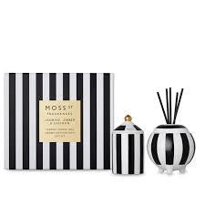 Moss St. Mini Ceramic Candle & Diffuser Gift Set - Jasmine, Amber & Saffron