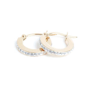 A C Oslo: A & C Oslo Earrings Steel Crystal Coll Small - Gold Plated