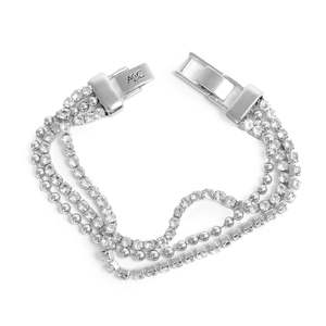 A C Oslo: A & C Oslo Bracelet with 3 Rows Crystals - Silver Plated
