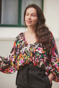 Charlo Mia Top Black Print