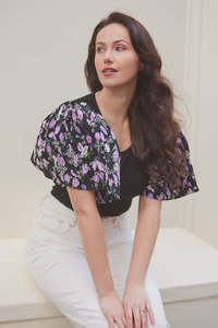 Charlo Bevvy Top Black Print