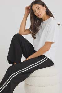Stories be Told Ambient Contrast Waist Wideleg Pants - Black