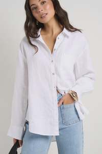 Re:union Optimum Linen Oversized Shirt - White