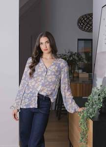 Seeking Lola Full of Life LS Top - Sky Garden