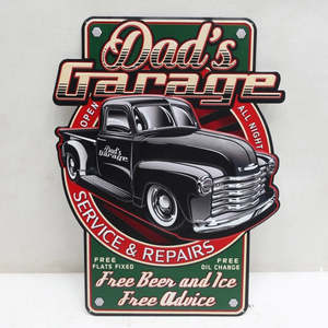 J M: J & M Dads Garage Sign