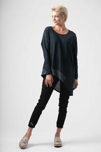 Moss By Mi Moso: Moss by Mi Moso  Olive Drape Top Navy