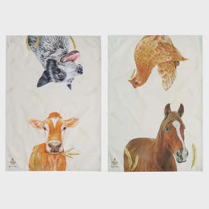 Ashdene 2pk Kitchen Towel - Farmyard Faces 2