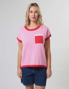 Stella Gemma: Stella + Gemma Laneway Pocket Top - Pink & Red