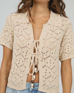 Silent Theory: Silent Theory Nina Crochet Top - Natural