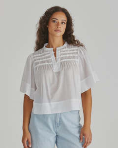 Sass: Sass Pammi Ruffle Yoke Blouse - White