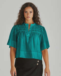 Sass: Sass Fillip Ruffle Yoke Blouse - Sea Green