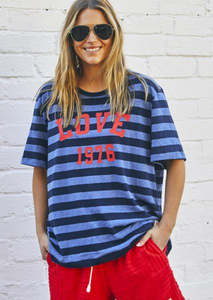 Hammill: Hammill & Co Stripe Love 1976 Tee - Navy