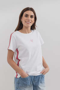 Tops Tees Shirts: Moss by Mi Moso Bee Tee Stripe - White