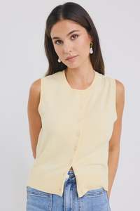 Tops Tees Shirts: Among the Brave Alleyway Lightweight Soft Knit Crewneck Vest Top - Butter