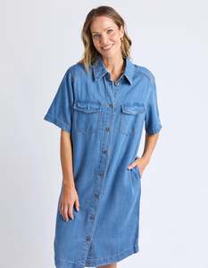 Elm: Elm Cora Denim Dress - Mid Blue Wash