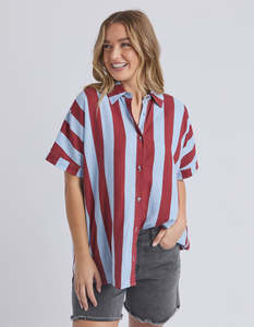 Foxwood Esmarie Stripe Shirt - Russet Brn / Ceru Stripe