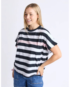 Tops Tees Shirts: Elm Sorrento Tee - Black and White Stripe