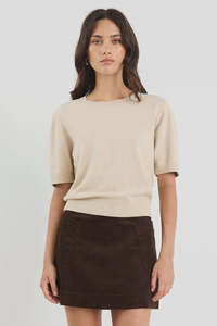 New Collection: Ivy + Jack Topic Cashmere Blend Soft Knit Tee - Champagne