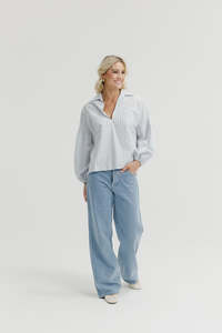 Homelee Stevie Shirt - Powder Blue Stripes